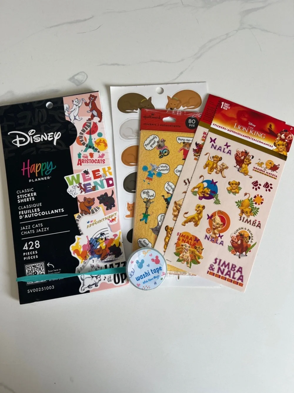 Happy Planner Aristocats and various cat Themed Sticker & Washi Tape journaling
